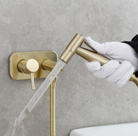 Nouveau pulvérisateur à main en laiton Shattaf brossé or toilette salle de bains ensemble de pulvérisateur de Bidet chaud et froid dissimulé 2022