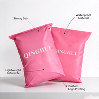 Sac de Courrier Imprimé Rose en Gros avec Fermeture Éclair, Sac d'Expédition Personnalisé en Polyéthylène avec Logo, Sac d'Expédition de Vêtements Imperméable et Réutilisable