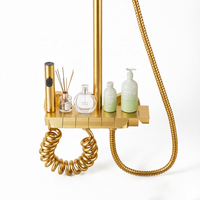 Ensemble de douche mural multifonctionnel de luxe moderne doré avec pommeau de douche piano à jet pluie et robinet en céramique pour appartement
