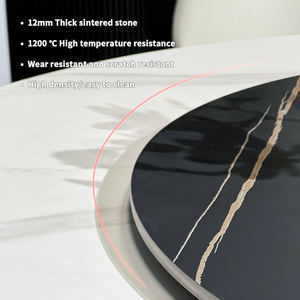 Table tournante ronde moderne à <span class=keywords><strong>double</strong></span> couche avec plateau en pierre frittée Meubles OEM ODM en acier au carbone fabriqués à Foshan - Product Image 3