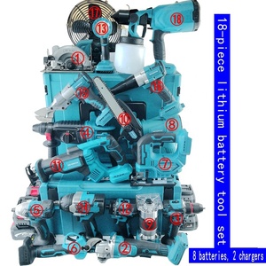 18PCS Lithium Battery Powered điện công cụ thiết lập bao gồm búa góc máy xay khoan không khí nóng súng máy sấy tóc-Đánh bóng kết thúc đóng hộp - Product Image 2