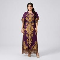 Robe plissée décontractée pour femme grande taille, avec ceinture, imprimée, manches chauve-souris, mi-longue, style Miyake, vente en gros