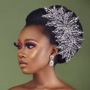 Kristal gelin tacı taç düğün saç aksesuarları gelin şapkalar el yapımı Rhinestone kafa kadın başlığı - Product Image 2