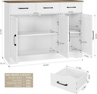Luxe américain wohnzimmer Ferme moderne blanc bas Buffet Buffet rangement planche latérale en bois Armoire