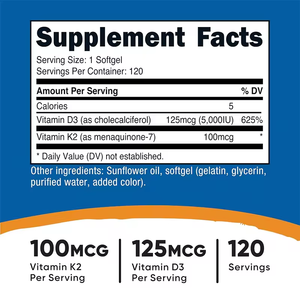 Cápsulas Blandas de Vitamina D3 y <span class=keywords><strong>K2</strong></span> de Alta Potencia para el Sistema Inmunológico y Huesos Fuertes, Fabricante de Fórmula Personalizada - Product Image 2