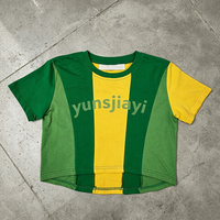 T-shirt surdimensionné personnalisé à manches courtes, col rond décontracté, en jersey de coton imprimé, color block, streetwear, t-shirts courts pour hommes