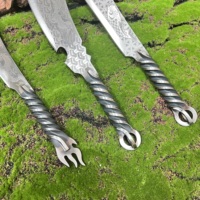 Zuur Etsen Patroon Hakmes Met Gedraaid Handvat Handgesmeed Hoge Carbon Mes Voor Keuken Full Tang Eendelig Slagersmes