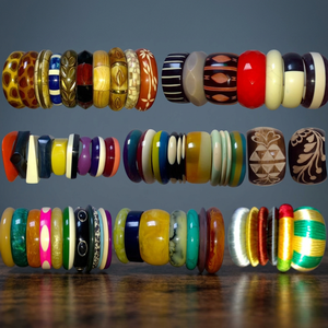 BS INTERNATIONAL Bracelets en résine ivoire de haute qualité, fabriqués en Inde, écologiques, élégants, en forme de boule, avec serti circulaire, religieux - Product Image 1