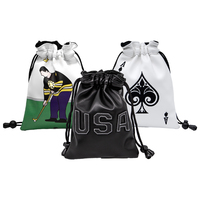 Sac de pochette pour accessoires de golf à cordon avec logo personnalisé Pochettes pour objets de valeur de golf en cuir et toile PU