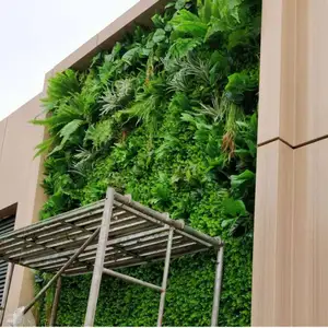 מחצלות דשא אנכיות מוגנות UV גדר חיצוני ירוק צמחי קיר קיר שיחים מלאכותיים באיכות גבוהה