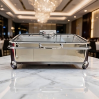 Plat à réchaud en acier inoxydable 304 poli miroir, chauffe-plats de luxe commercial haut de gamme pour buffet, équipement de restauration professionnelle