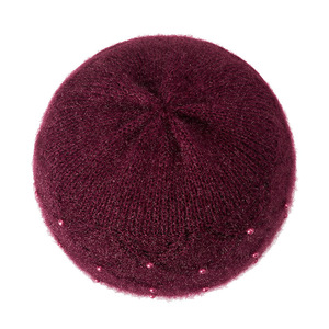 Women's Knitted Wool Hat Warm Pearl Embellished Ski Cap For Winter Outdoor Activities Middle Aged Elderly Ladies - Product Image 4