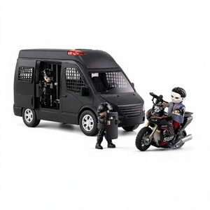 Set Giocattolo Camion della Polizia SWAT, Kit Veicoli in ABS per Giochi di Ruolo con Figure di Motociclisti, Set Van della Prigione per Bambini - Product Image 1