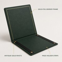 Porte-menu en cuir PU vert foncé Pine Noir, support de menu à cadre doré pour restaurant, bar, classeur de liste des vins