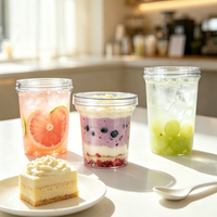 Pot en plastique PET transparent de 220 ml, 280 ml, 50 ml avec couvercle pour préparation de repas, collations, bonbons, fitness, perte de poids, fabrication de gâteaux
