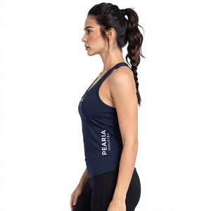 Pearia Industry Women's <b>Navy</b> Blue Scoop Neck Tank <b>Top</b> 100% Cotton Solid Casual Breathable Knitted Eco-Friendly Quick Dry - Product Image 4