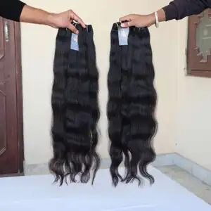 Paquetes de cabello ondulado de templo indio sedoso, proveedores de cabello virgen crudo sin procesar de un solo donante