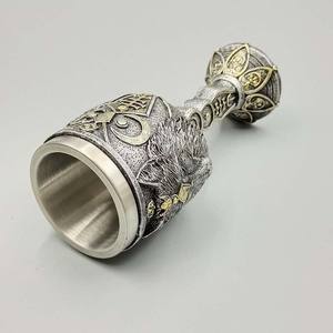 Medieval Vintage mitología nórdica cabeza <span class=keywords><strong>de</strong></span> Lobo copas <span class=keywords><strong>de</strong></span> resina <span class=keywords><strong>de</strong></span> acero inoxidable vampiro Hombre Lobo personalidad Bar gafas - Product Image 2