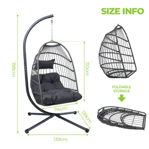 DAIJIA CHINA Envío directo desde los Estados Unidos KD columpios de jardín de cuerda de ratán Silla de carpeta colgante - Product Image 3