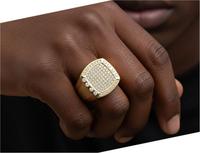 S925 Sterling Silber Gebürsteter Ring Quadratischer Moissanit 14k Gold Rhodium-Plattiert Schwerer Statement-Ring für Herren Feiner Schmuck Hiphop