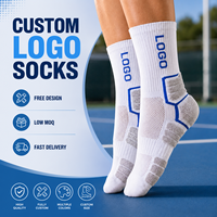 Chaussettes de sport en coton mi-mollet avec logo personnalisé, design gratuit, absorbant les chocs, pour le basketball et l'entraînement, chaussettes de sport pour hommes en tissu éponge