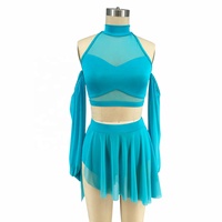 Ensemble de robe de danse lyrique bleu clair personnalisée avec manches bouffantes pour les performances sur scène des filles