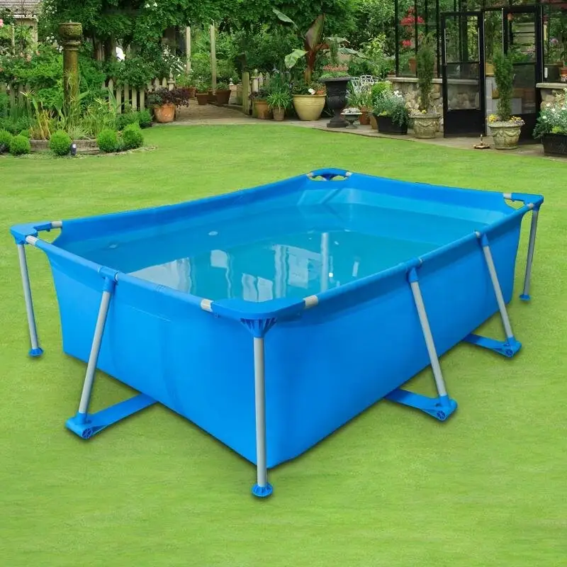 Piscine extérieure rectangulaire à cadre métallique piscine gonflable hors sol pour jardin arrière-cour Waterparty