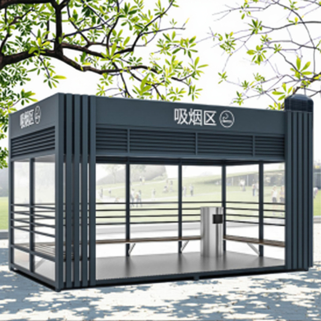 Waterproof Durable Modern Square Prefab Steel Structure Temporary Outdoor Kiosk Bus Stops Parks Serving Bus Waiting Sentry Box