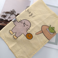 Essuie-tout de cuisine en coton à imprimé dessin animé mignon, doux, absorbant, sans peluches, jaune, pour le nettoyage quotidien et une décoration positive de la maison