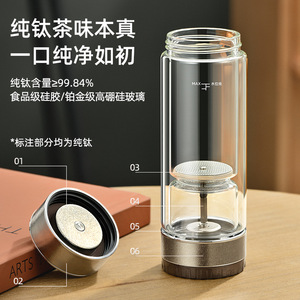 Tasse à thé en verre à double paroi avec filtre rotatif, séparateur d'eau et de thé, portable, pour homme, cadeau d'affaires - Product Image 3