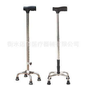 Canne à quatre pieds en acier inoxydable Hengmaibai, hauteur réglable, antidérapante, aide à la marche pour personnes âgées, bâton de soutien - Product Image 3