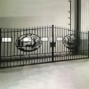 Sustainable North America Heavy Duty Wrought Iron Bi-parting Driveway Gates 20' Iron Fencing Gates