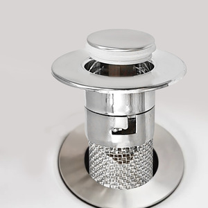 Nahe Push Button Floor Drain Stainless Steel Filter Screen Spring Loaded Core For Washbasin Sink Stopper - Product Image 3