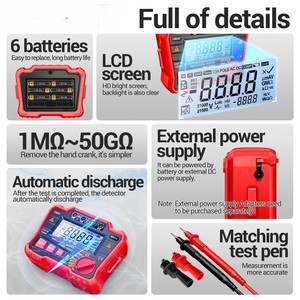 高電圧AC/<span class=keywords><strong>DC</strong></span>オームメーターデジタルUSBインターフェース絶縁抵抗メーター220V電源用バッテリーマシン作業用1年 - Product Image 3