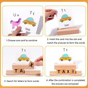 Juego de ortografía educativa para niños en edad preescolar, rompecabezas de <span class=keywords><strong>letras</strong></span> de madera, tarjeta Flash EN71, actividad de aprendizaje electrónico certificada - Product Image 4