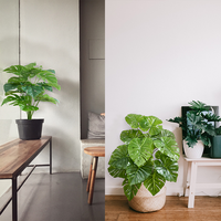 Plante artificielle Monstera Deliciosa de 2,3 pieds, petite plante en pot, fausse plante de type 'Cheese', pour la décoration de Noël, du Nouvel An et de Pâques, pour la maison et le bureau, écologique