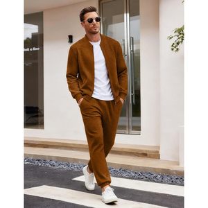 Men's Tracksuit 2 Piece Set Full Zip Waffle Knit Casual <b>Jogging</b> <b>Suit</b> Autumn Breathable Outfit - Product Image 4
