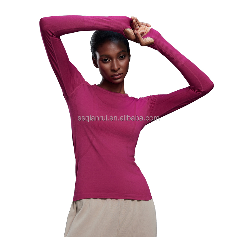 High-Quality Women's Lightweight Yoga Compression Top Round Neck Comfortable Fitness Yoga Suit Outdoor Sports Fitness Suit