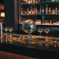 Tour de boule disco en verre artisanal durable de 25 centimètres de haut pour la Saint-Valentin, le Nouvel An, Pâques, les fêtes de Noël