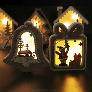 2019 neue produkte led Holz dekorationen Weihnachten baum aufhänger ornamente glow in <span class=keywords><strong>the</strong></span> dark tisch dekoration - Product Image 2