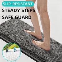 Tapis de bain en chenille antidérapant avec support en PVC, absorbant, lavable en machine, design moderne pour salle de bain, douche, toilettes, entrée, cuisine