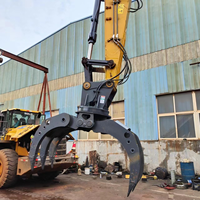 RIBETTER Grappin forestier hydraulique pour roches et bois, ouverture de mâchoire de 2400 mm pour excavatrice de 3 à 50 tonnes (garantie 1 an)
