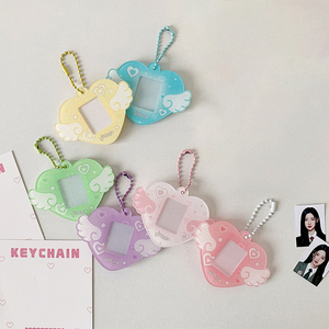 Llavero al por mayor con diseño de alas de ángel, colgante hueco para fotos, llavero con corazón para estudiantes, soporte para fotos de 1 pulgada - Product Image 2