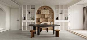 Armoires de style moderne haut de gamme, finition laquée blanche 2pac, étagères ouvertes avec design en arc, avec LED - Product Image 3