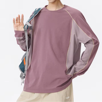 Haut de sport pour homme à manches longues, col rond, color block, séchage rapide, respirant, pour l'entraînement, vente directe usine