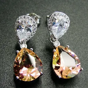 Wholesale 925 Sterling Silver Alexander Dangle Earring for Woman Changeable Color Stone Jewelry
