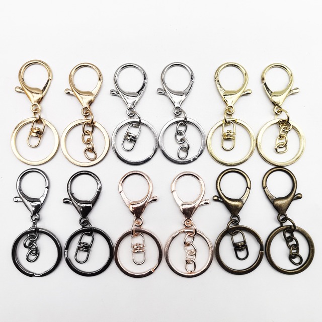 Stainless Steel Silver-Plated Lobster Claw Clasps Keychain with Die Cutting Printing Hook and Flat Split Ring Clip