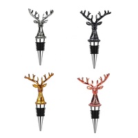 Bouchon de verseur de vin à tête de cerf réutilisable personnalisé en alliage de zinc métal silicone accessoires de vin bouchon de bouteille décoratif vente en gros