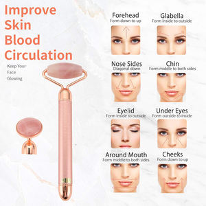 Amazon Chaud 2 EN 1 Rose Quartz Visage Anti-Vieillissement Thérapie Faciale <span class=keywords><strong>Masseur</strong></span> Électrique Vibrant Rouleau de <span class=keywords><strong>Jade</strong></span> - Product Image 5