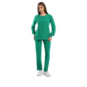 Women Scrub Set Long Sleeve Moisture Wicking Split Uniform For Medical Staff Nurses Hospital Work Clothes Size S XXL - Product Image 2